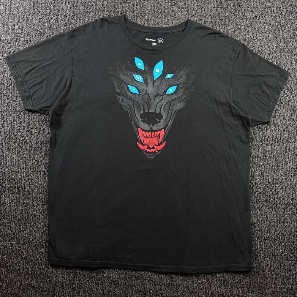 BioWare Dragon Age Dreadwolf Graphic T-Shirt‎ Mens 2XL Black EA Games Wolf Tee